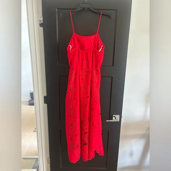FARM Rio Richelieu Linen Sleeveless Eyelet Dress Tuckernuck Anthropologie Red - Picture 12 of 17